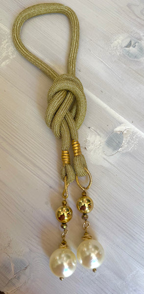 Collana  lunga cordone e perle