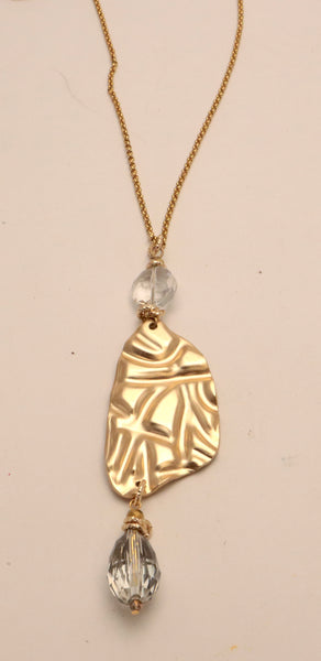 Collana con  pendete alluminio e cristalli