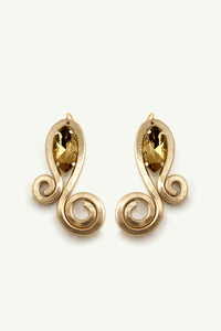 QUARTIERI Orecchini Klimt speculari, alluminio dorato e cristalli golden shadow