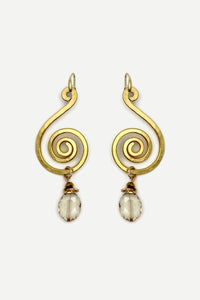 QUARTIERI Orecchini Klimt speculari, alluminio dorato e cristalli