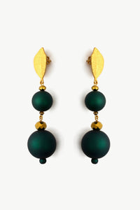 QUARTIERI Vintage Orecchini pendenti alluminio dorato con perle colorate