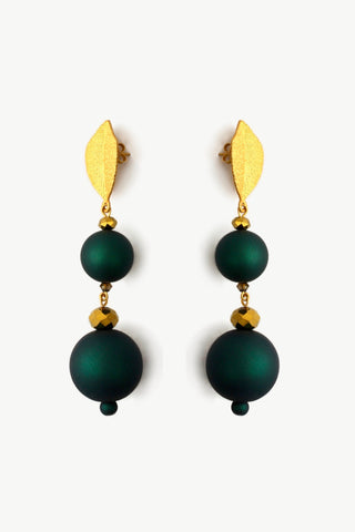 QUARTIERI Vintage Orecchini pendenti alluminio dorato con perle colorate
