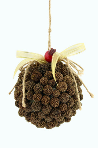 QUARTIERI Sfera decorativa con semi naturali e fioco dorato