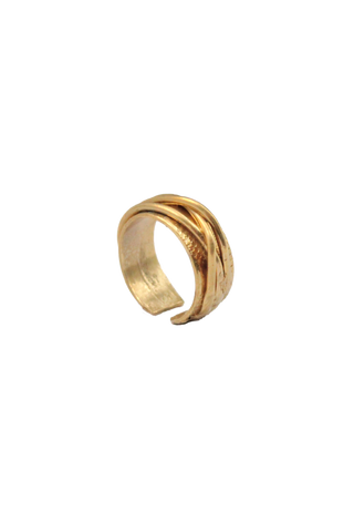 QUARTIERI Essentials Anello Unisex, bronzo giallo, regolabile