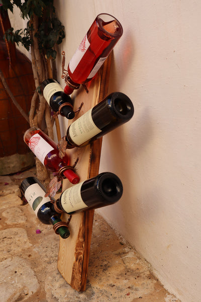 QUARTIERI Portavino in legno con foglie in rame