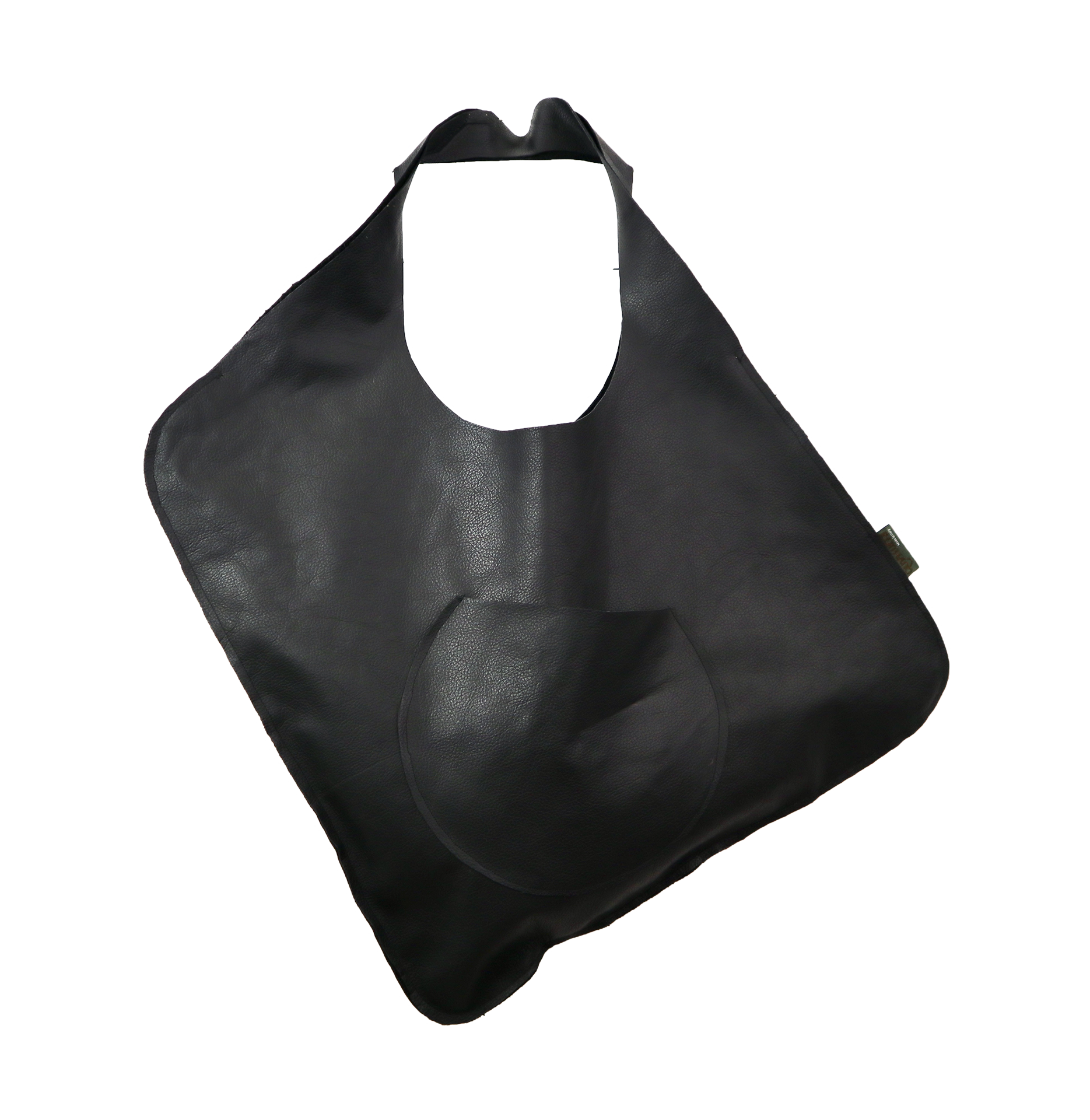 QUARTIERI Borsa in vera pelle italiana color nero, cucita a mano con tasca esterna.