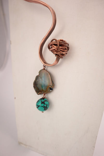 Collana rigida in rame con quarzo