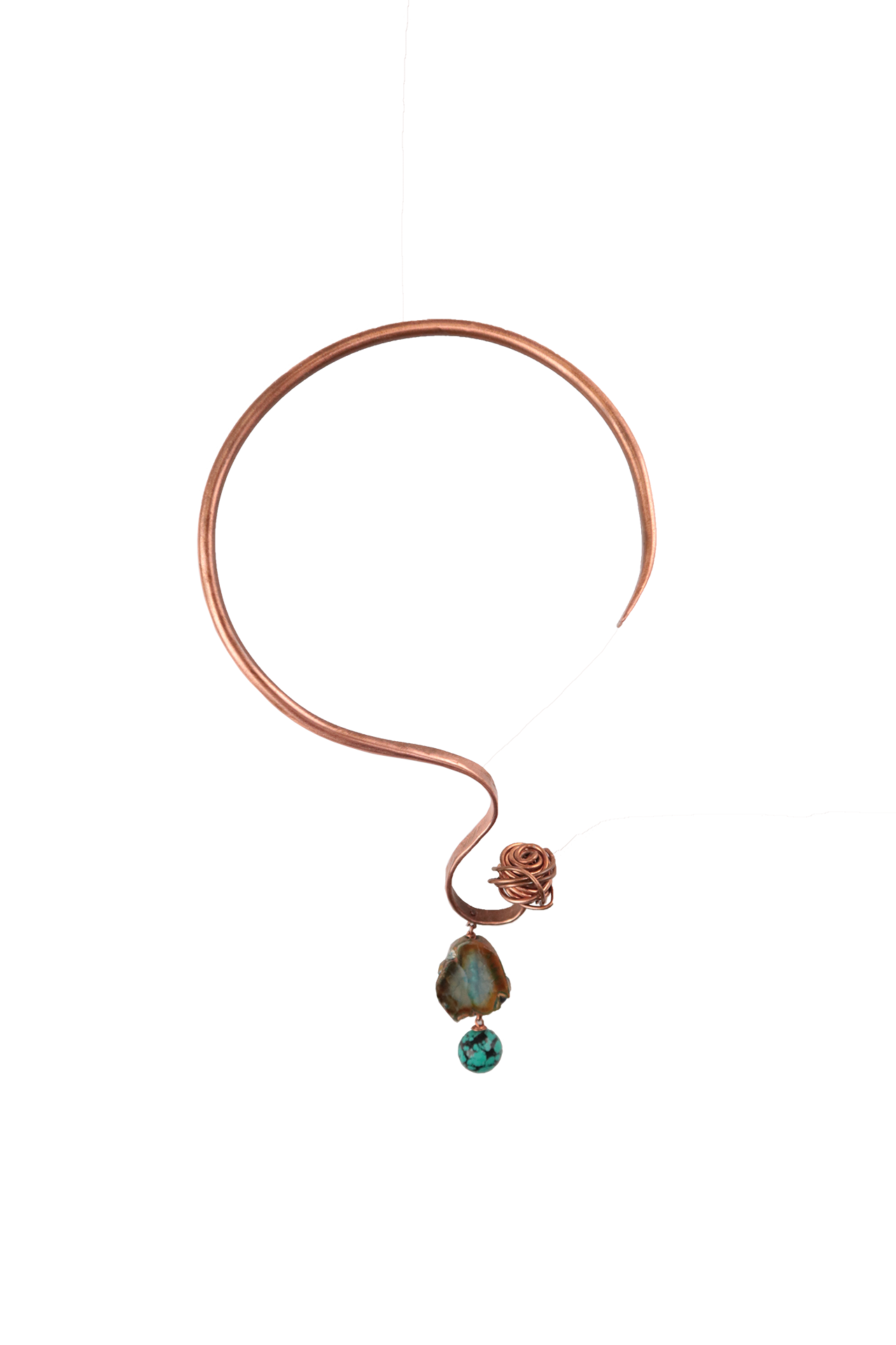 Collana rigida in rame con quarzo