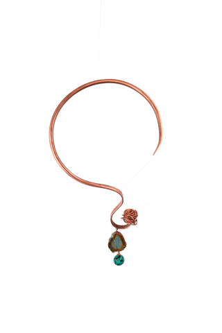 Collana rigida in rame con quarzo