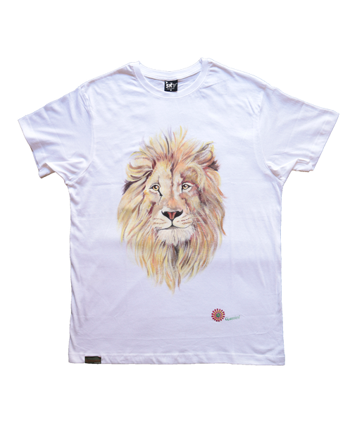 QUARTIERI T-Shirt Animals Bianca con Leone