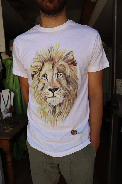 QUARTIERI T-Shirt Animals Bianca con Leone