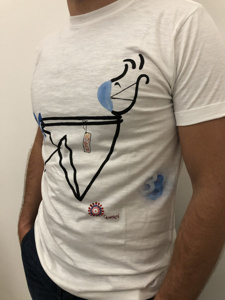 QUARTIERI T-shirt T-SPILLO Covid Bianca con numeri