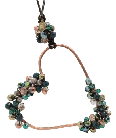 Collana di rame a forma di cuore con cristalli