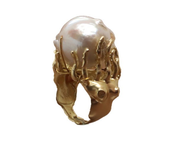 Anello con perla barocca