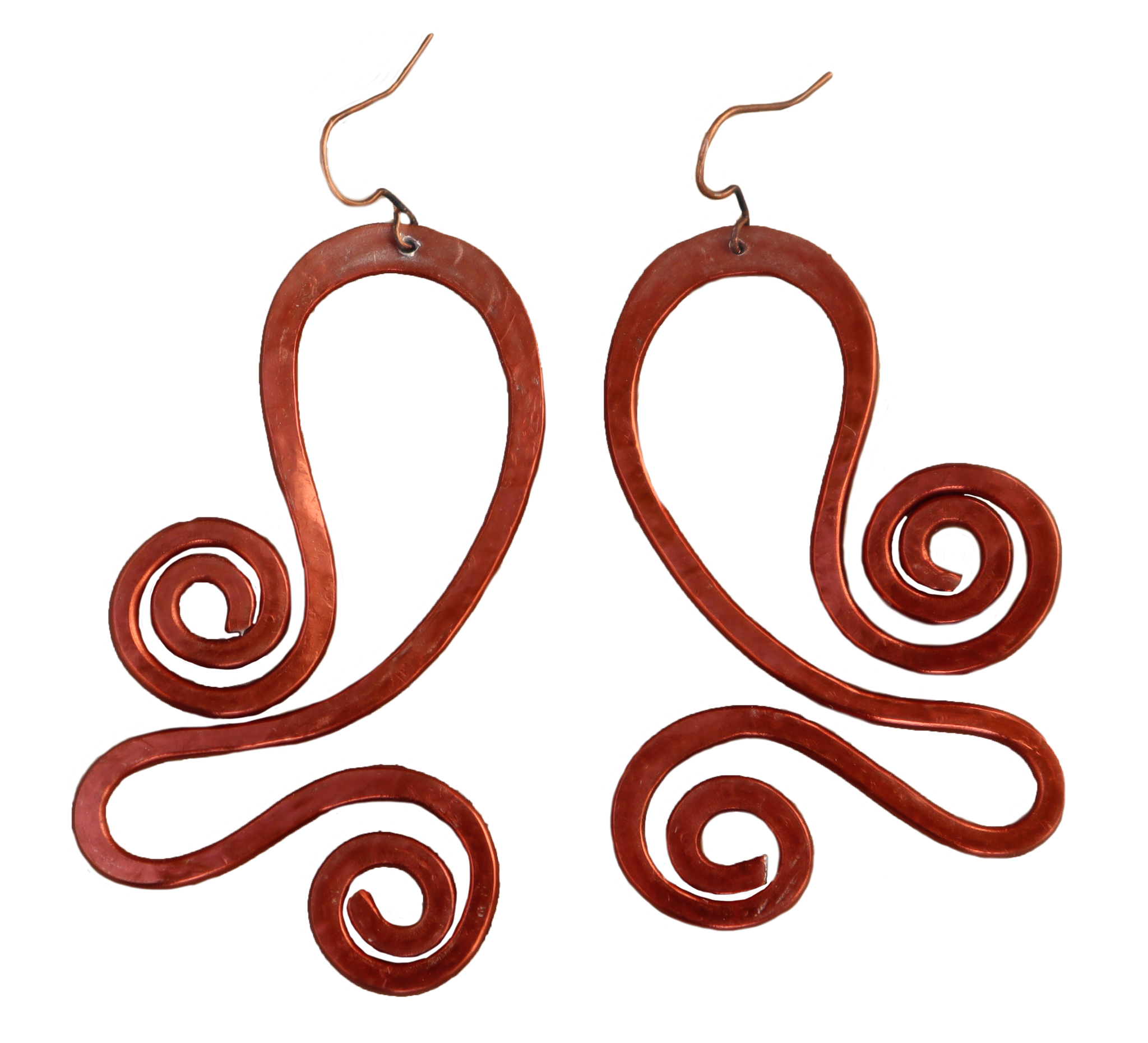 Orecchini Klimt speculari, alluminio color rame