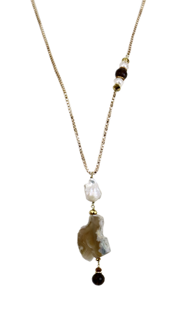 Collana lunga in alluminio dorato con pendente