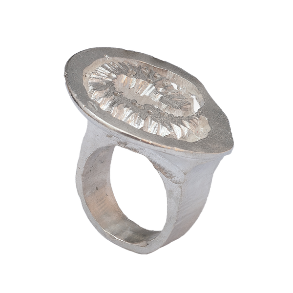 Anello fossile in argento 925(Pezzo Unico)
