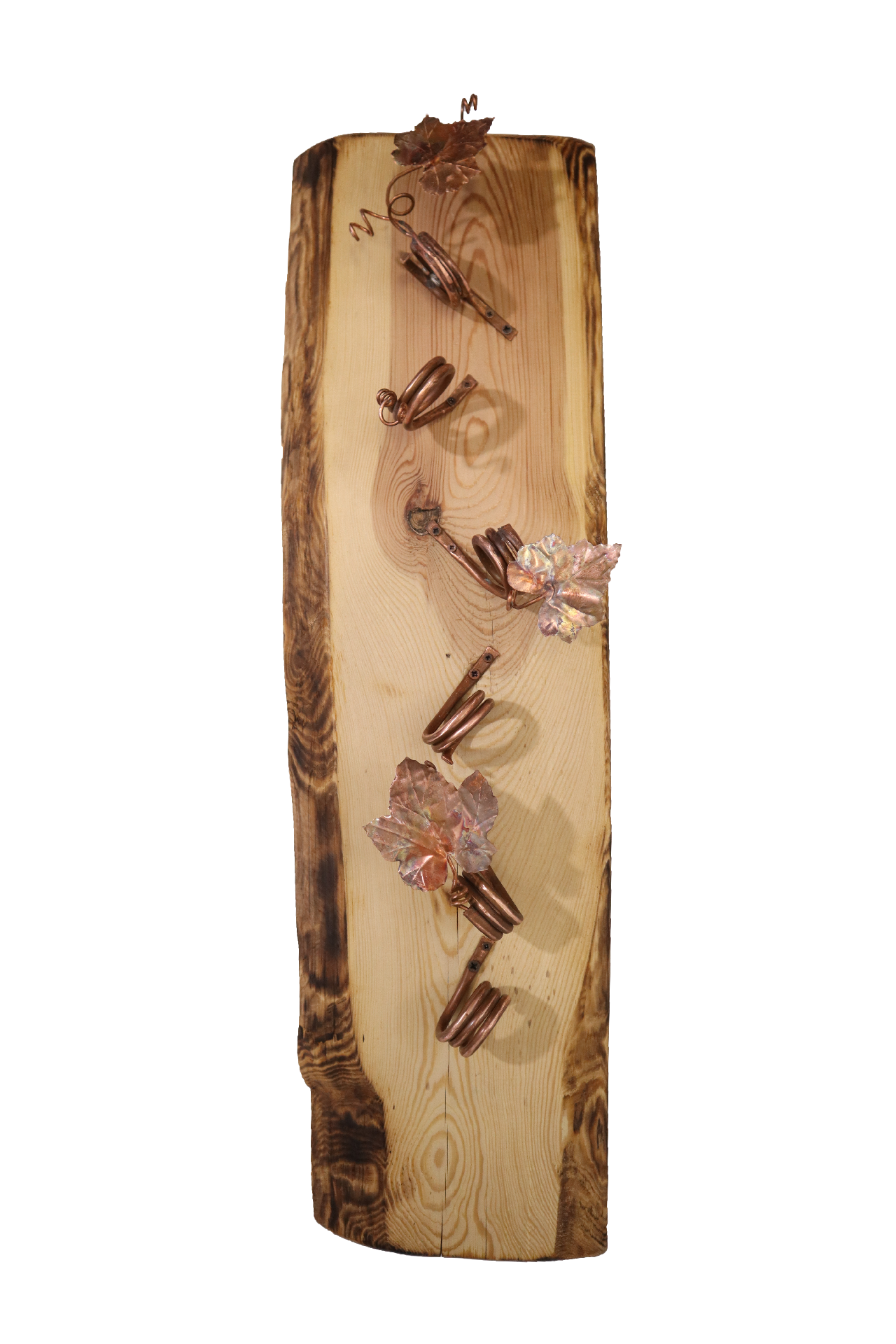 QUARTIERI Portavino in legno con foglie in rame