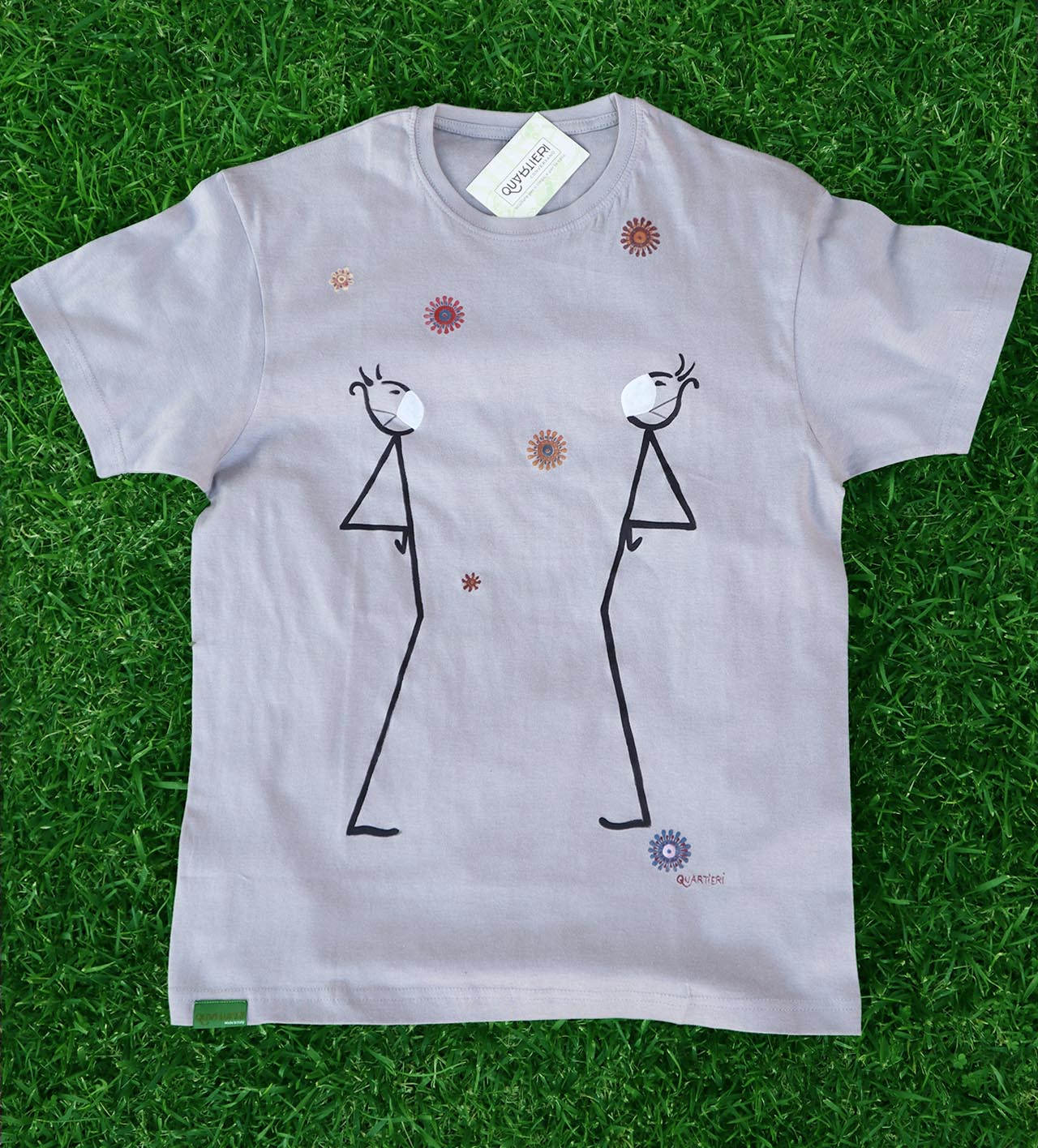 QUARTIERI T-shirt T-SPILLO Covid Grigia