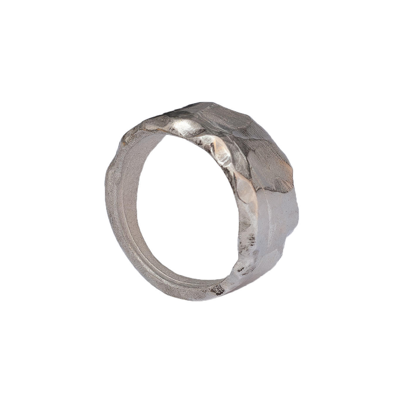 Anello sfaccettato in bronzo e argento
