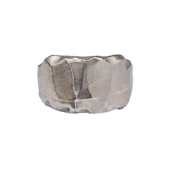 Anello sfaccettato in bronzo e argento